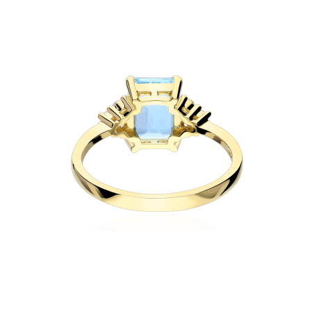 Anillo Oro 18 k y Topacio Azul "Wurzach"