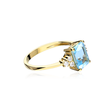 Anillo Oro 18 k y Topacio Azul "Wurzach"