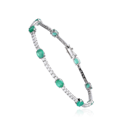 Pulsera Oro 18k, esmeraldas y diamantes 0.90cts "Balingen"
