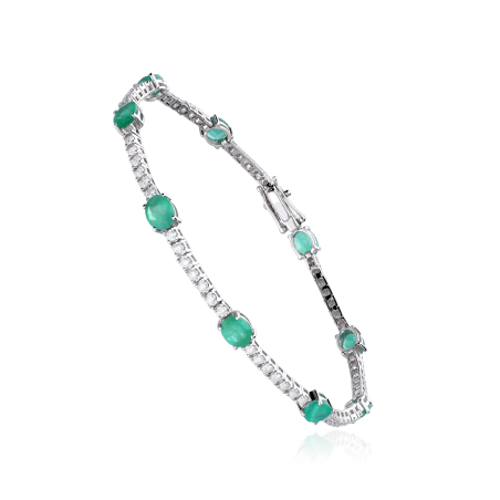 Pulsera Oro 18k, esmeraldas y diamantes 0.90cts "Balingen"