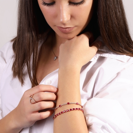 Pulsera Oro Rosa 18k Rubíes y Diamantes "Bleckede"