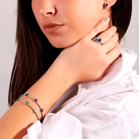 Pulsera Oro 18k, esmeraldas y diamantes 0.90cts "Balingen"