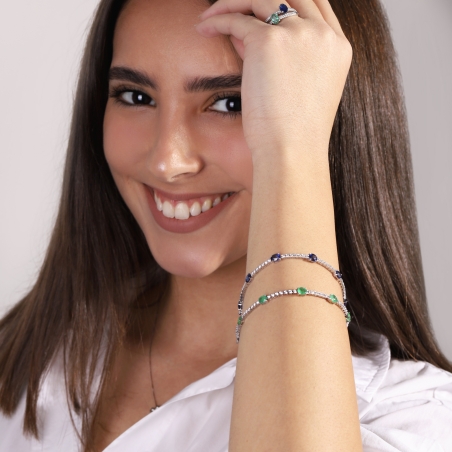 Pulsera Oro 18k, esmeraldas y diamantes 0.90cts "Balingen"