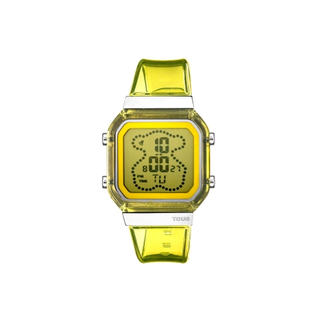 Reloj Tous digital de policarbonato amarillo y acero D-BEAR Fresh 3000130900