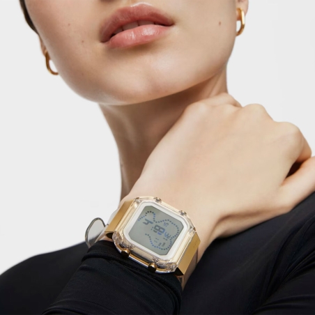 Reloj Tous digital de policarbonato transparente y acero IPG dorado D-BEAR Fresh 3000131200