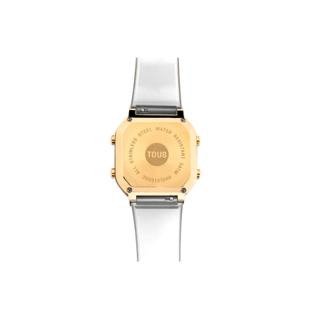 Reloj Tous digital de policarbonato transparente y acero IPG dorado D-BEAR Fresh 3000131200