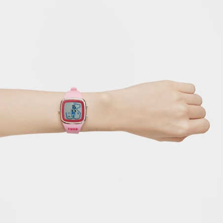 Reloj Tous digital con correa de silicona en color rosa y caja de acero TOUS B-Time 3000131400
