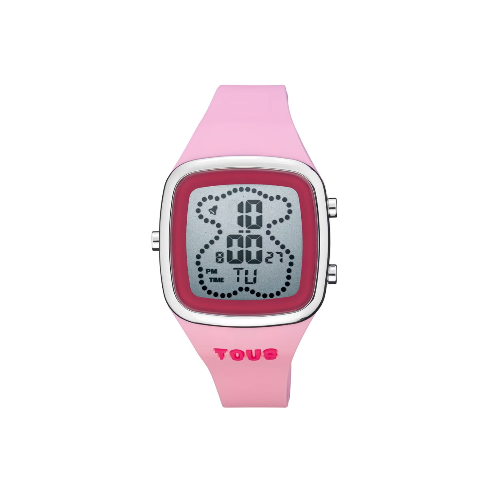 Reloj Tous digital con correa de silicona en color rosa y caja de