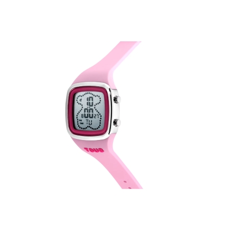 Reloj Tous digital con correa de silicona en color rosa y caja de acero TOUS B-Time 3000131400