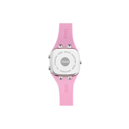 Reloj Tous digital con correa de silicona en color rosa y caja de acero TOUS B-Time 3000131400