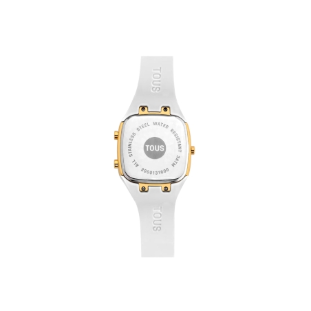 Reloj Tous digital con correa de silicona en color blanco y caja de acero IPG dorado TOUS B-Time 3000131600