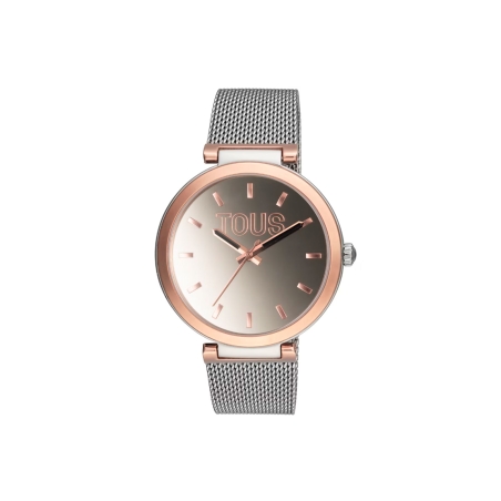 Reloj analógico con brazalete de acero y caja de aluminio en color IPRG rosado TOUS S-Mesh Mirror 3000132100