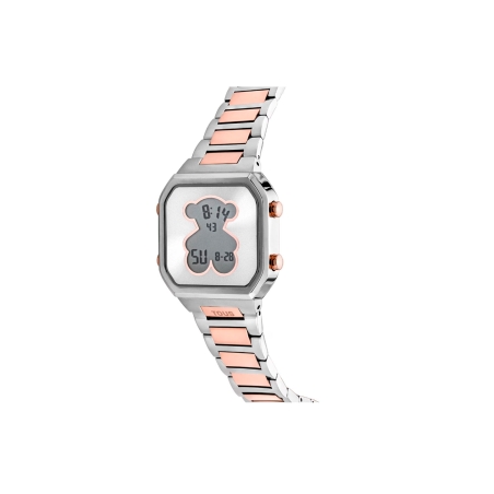 Reloj Tous digital con brazalete de acero SS y acero IPRG rosado D-BEAR 3000134700