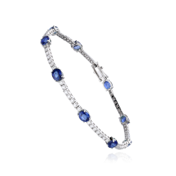 Pulsera Oro Blanco Diamantes y Zafiros  Balingen 