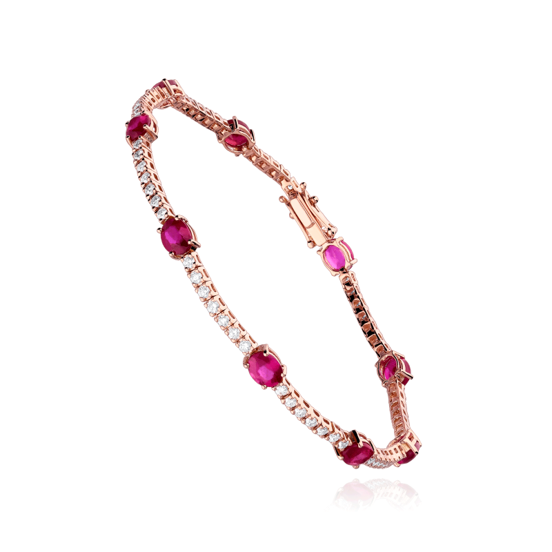 Pulsera Oro Rosa Diamantes y Rubíes "Balingen"