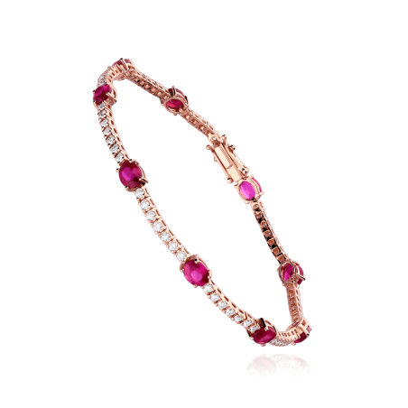 Pulsera Oro 18k, rubíes y diamantes 0.90cts "Balingen"