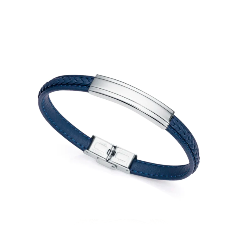 Pulsera Viceroy hombre Air acero con piel azul y detalle acero 14013P01013