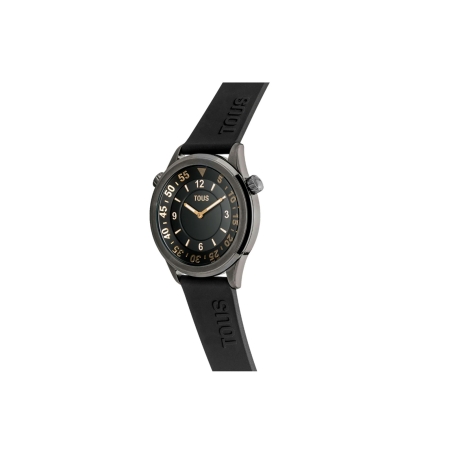 Reloj Tous analógico con correa de silicona negra y caja de acero IP gris Now 3000133100