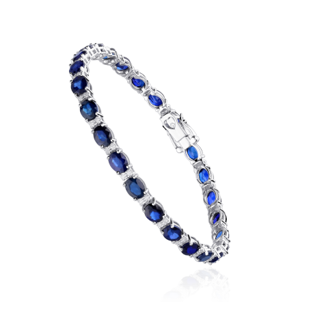 Pulsera Oro 18k zafiros y diamantes 0.46cts "Bleckede" - Joyerías Sánchez