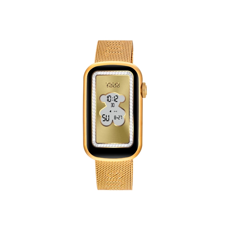 Reloj Tous smartwatch con brazalete acero IPG dorado y caja de aluminio en color IPG dorado T-Band Mesh 3000132200