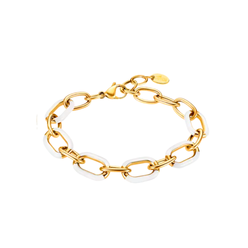 Pulsera Lotus Style mujer Tropical Vibes acero inoxidable 316L blanca y dorada LS2330-2/5