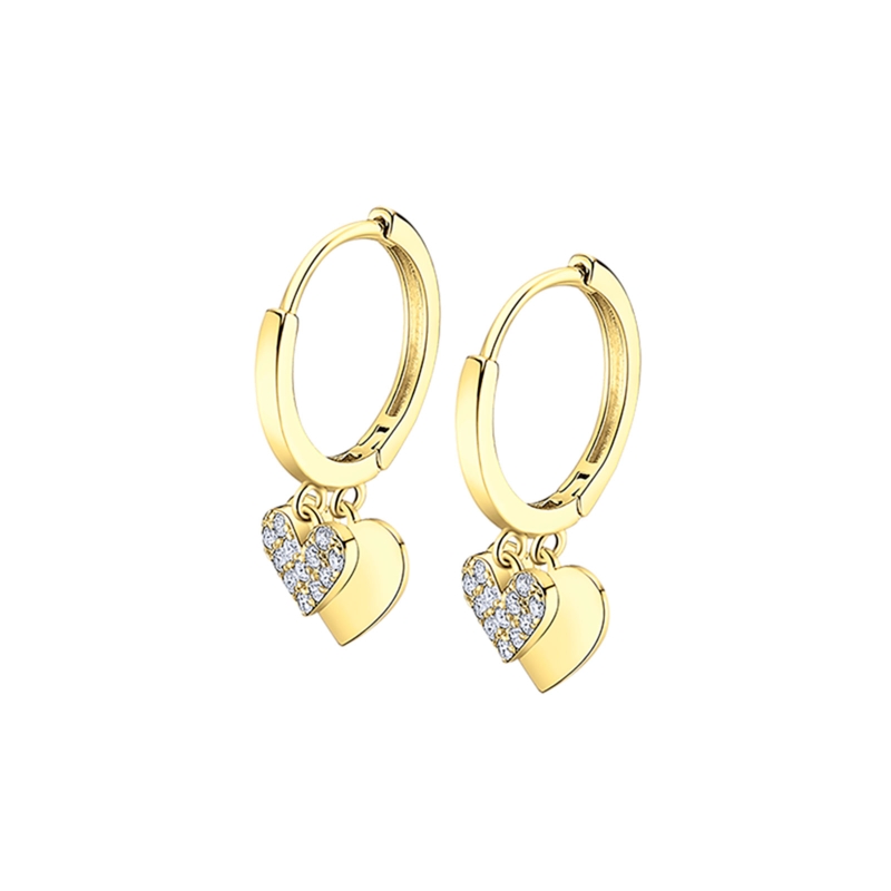 Pendientes Lotus plata corazones baño de oro LP3274-4/2