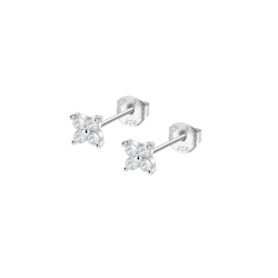 Pendientes Salvatore Aro Plata Baño Rodio Y Circonitas Blancas 136A0654