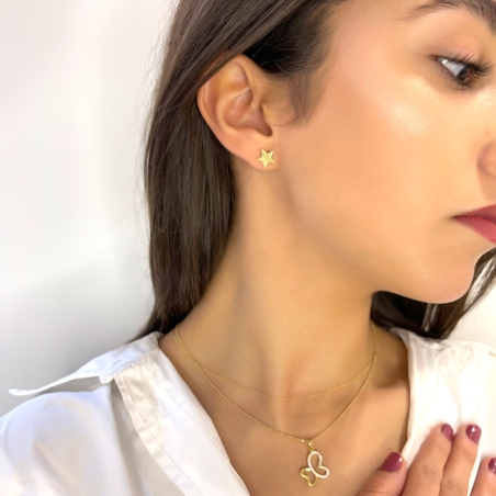 Pendientes plata de primera ley y baño "Izara"