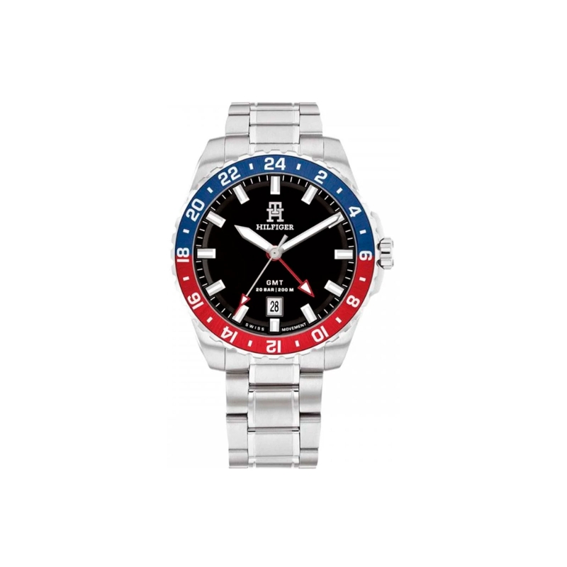 Reloj Tommy Hilfiger TH85 Plateado y Negro Analógico Suizo 1792131