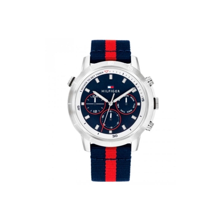 Reloj Tommy Hilfiger Troy Le Plateado Azul y rojo Multifunción Hombre 1792124