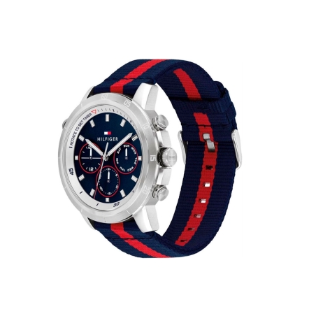 Reloj Tommy Hilfiger Troy Le Plateado Azul y rojo Multifunción Hombre 1792124