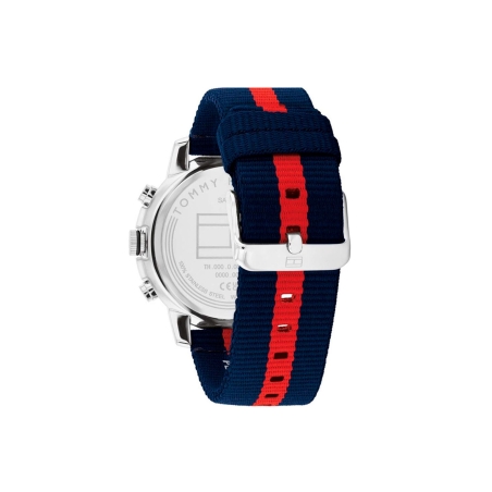 Reloj Tommy Hilfiger Troy Le Plateado Azul y rojo Multifunción Hombre 1792124