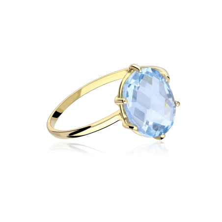 ANILLO "RENATTA" ORO 18k Y TOPACIO AZUL