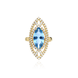 Anillo Lanzadera Oro 18 k Topacio Azul "Bonn"