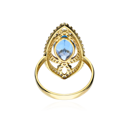 Anillo Lanzadera Oro 18 k Topacio Azul "Bonn"