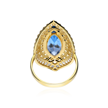 Anillo Lanzadera Oro 18 k Topacio Azul "Bassum"