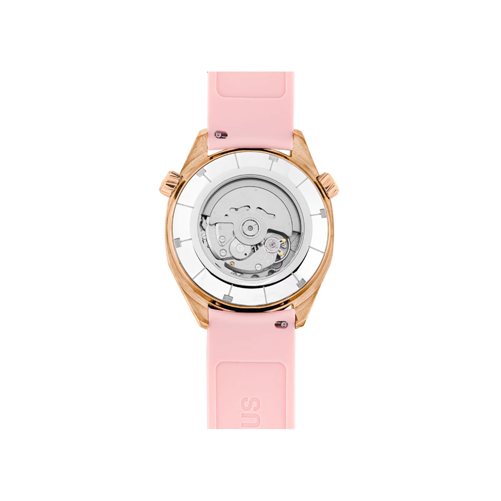 Reloj Tous gmt automático correa de silicona rosa caja acero IPG