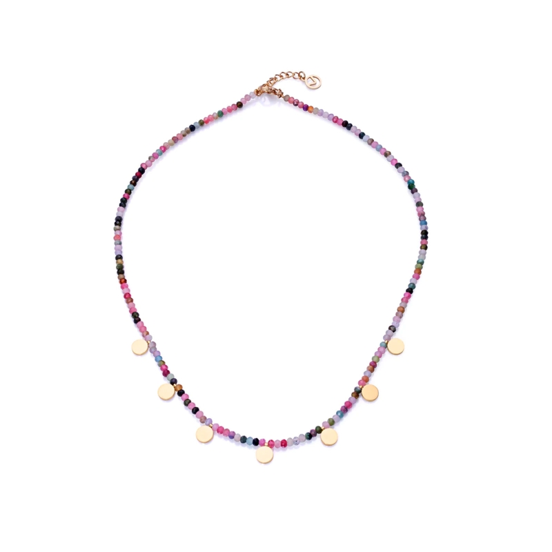 Collar Viceory Chic de acero Ip dorado con piedras naturales multicolor 14078C09019