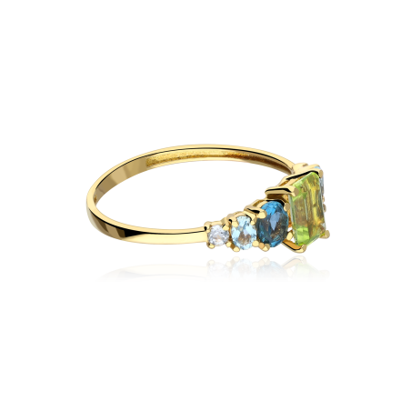 ANILLO "TOPAZ" ORO 18K PERIDOTO Y TOPACIOS