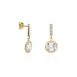 Pendientes Largos Oro 18k y Circonitas  k  nig 