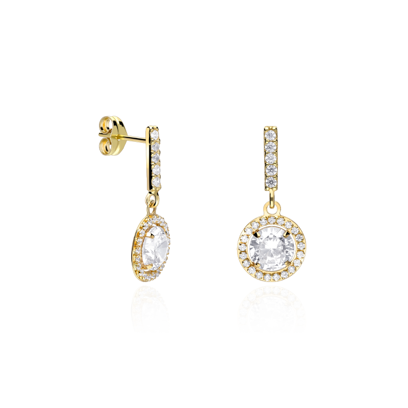 Pendientes Largos Oro 18k y Circonitas "könig"