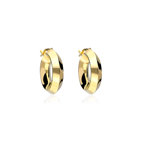 Pendientes plata ley baño Oro 18k 20mm "Bade"