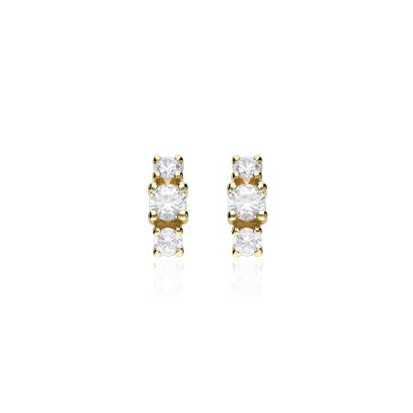 Pendientes Oro 18k con tres Circonitas "Böhlen"