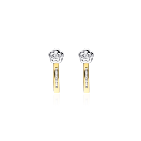 Pendientes Oro Bicolor 18k Circonitas "Amapola"