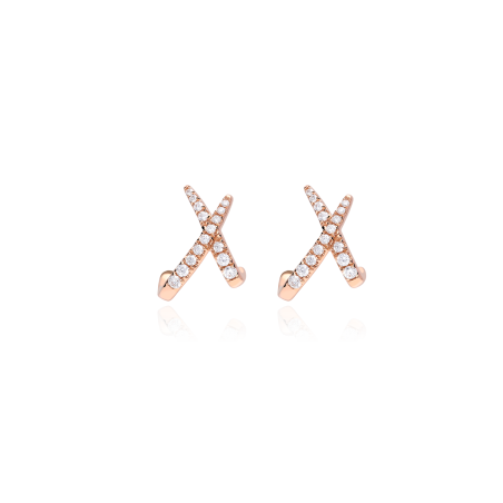 Pendientes Oro rosa 18k y diamantes 0.26cts "Crois"