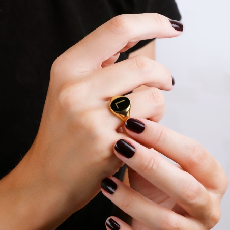 Anillo Sello Con Letra Oro 18k "Ralph"