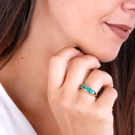 ANILLO "TAIDE" ORO 18K Y ESMERALDAS