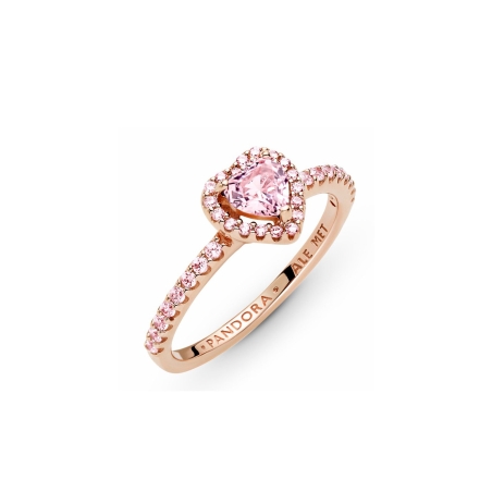 Anillo Pandora Corazón Brillante Elevado Rosa 188421C04