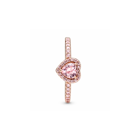 Anillo Pandora Corazón Brillante Elevado Rosa 188421C04