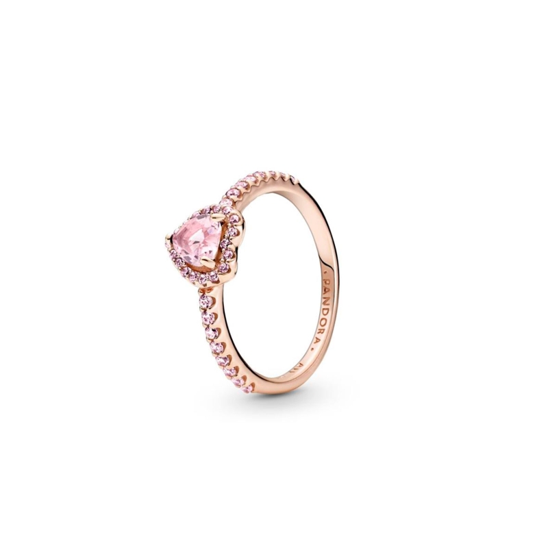 Anillo Pandora Corazón Brillante Elevado Rosa 188421C04